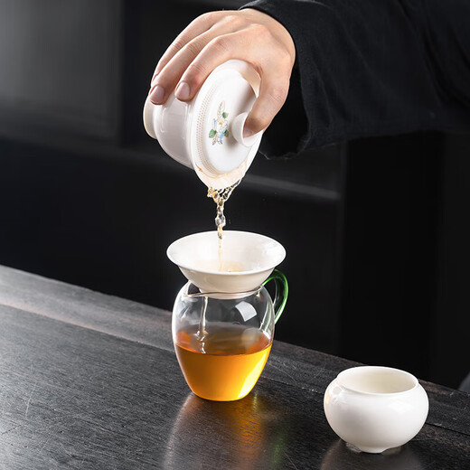 Fantasy quality tea filter, tea leakage tea filter, mutton-fat jade white porcelain tea filter, ceramic fair cup integrated tea filter, mutton-fat jade porcelain filter 400 holes single mesh