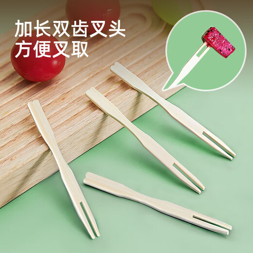 Temeiju fruit fork disposable fork moon cake cake bamboo thickened snack fork takeaway packaging environmentally friendly wooden fork 100 pieces