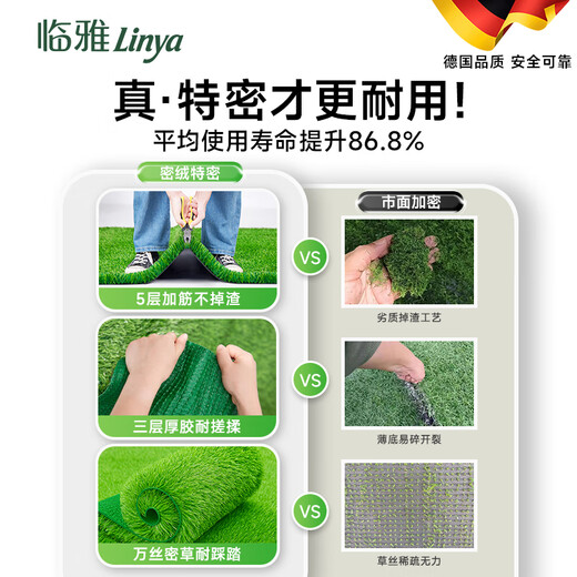 Linya Te Mi fake lawn outdoor simulated lawn carpet kindergarten lawn mat artificial artificial plastic turf decoration 2cm-14 needle Te Mi series spring grass-green back Customized size 1 meter wide How many meters long do you need to take a few shots