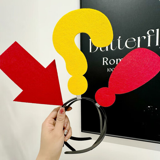 Creative headband arrow question mark symbol headband concert photo artifact fun funny headband conspicuous headband red question mark