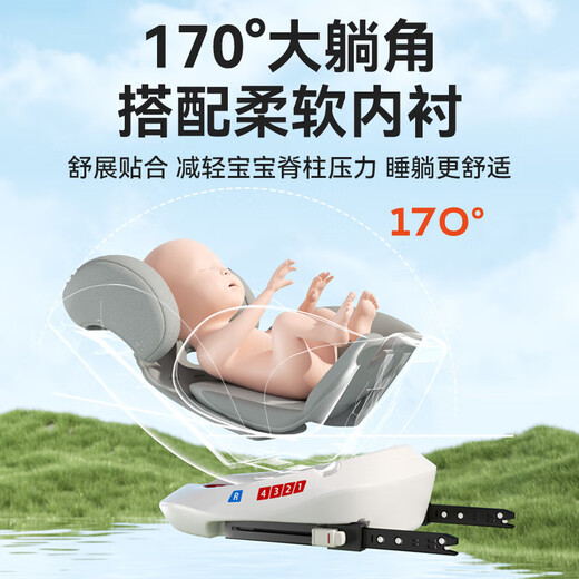 BAYBETSS child safety seat car universal 0-4-12 years old baby infant rotating car seat is elite gray-(hard interface + side protection)