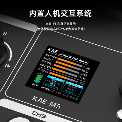 KAEM5 outdoor singing audio guitar electric blowpipe saxophone outdoor karaoke road show live broadcast high-power musical instrument speaker M5 Black Tiger Head (Deluxe Edition)