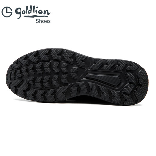 Goldlion Men's Shoes New Leather Toe Cowhide Business Casual Shoes Slip-On Lazy Shoes Flat Heel Thick-soled Loafers Black 40