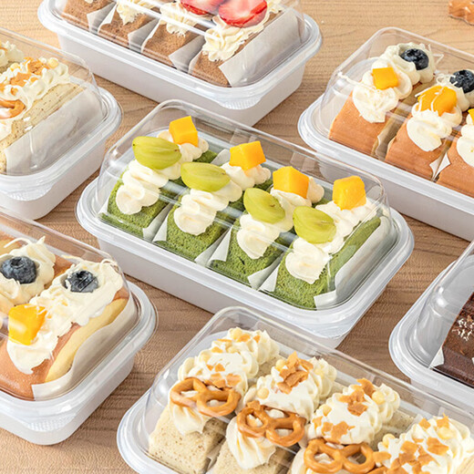 Wilkie Swiss roll packaging box, cake roll packaging box, towel roll packaging soft cake, disposable cake box, Swiss box, thickened packaging box, 10 pieces + stickers, random style