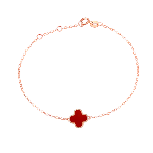 Damuni 18K gold bracelet lucky four-leaf clover gold bracelet for women agate Chinese Valentine's Day gift for girlfriend and wife