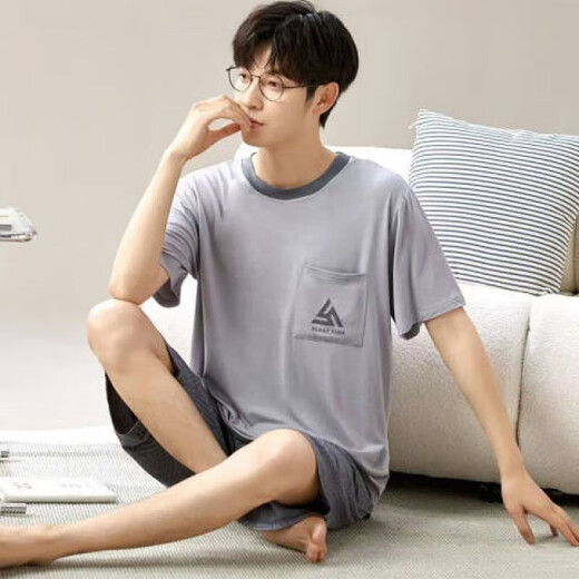 Wanqin pyjamas short et short en liberté d'été masculin et un costume de vêtements de maison de grande taille d'été usure l [construit 6624 vêtements pour la maison masculine 3xl [recommandé 160-180jin [Jin est égal à 0,5 kg]]]