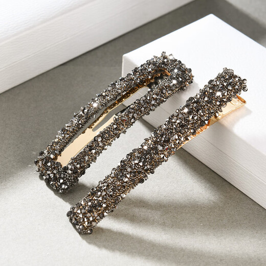 Xiang Wan hair clip 2 pieces square rhinestone hair clip temperament stylish one-word clip side clip bangs clip broken hair clip hair clip