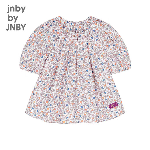 Jnby by JNBY Jiangnan Buyi children's clothing liberty printed short-sleeved shirt bud sleeve pullover round neck summer girls 1P5211050 199/white background colorful pattern 160