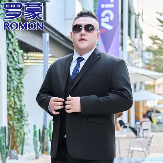 ROMON Plus Size Men's Suit Suit Large Size Fat Jacket Business Casual Suit Wedding Dress Interview Professional Wear Navy Blue Suit 021. Suit trousers 2XL 160-175Jin Jin is equal to 0.5 kg