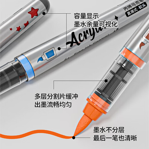 Japon et les États-Unis New Liquid Liquid Acrylique Marker Single Skin Clain Color Head Soft Head 24 Colours Couleur empilable Couleur complémentaire de haute valeur