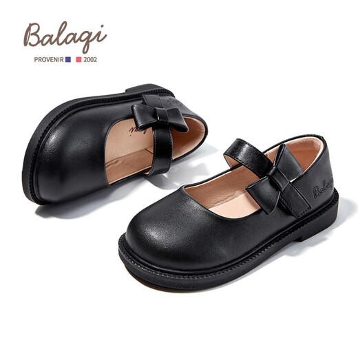 Balachi children's leather shoes girls spring and autumn matte leather shoes performance shoes women's campus leather shoes BL3322 black (matte) 27