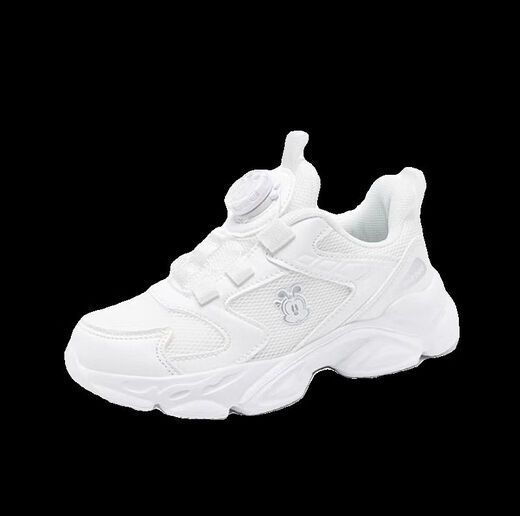 Boys' white sneakers, children's white shoes, rotating button white shoes, mesh breathable girls' running shoes bbd 9928 white leather 16 size 26 shoe inner length .3CM