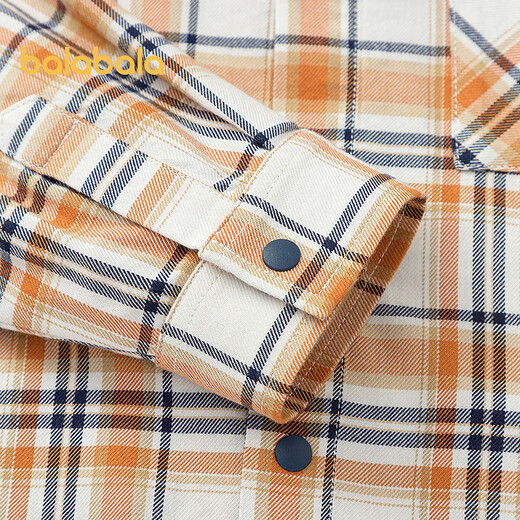 Balabala shopping mall same style boys' shirt children's long-sleeved autumn velvet cotton plaid jacket yellow tone 00333 120