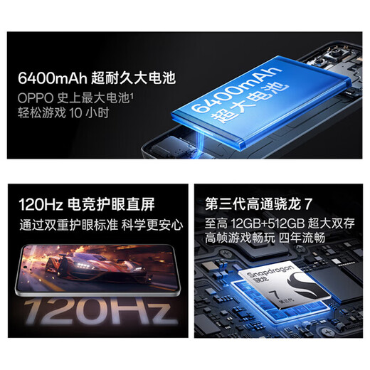 OPPO K12 Plus 6400mAh大电池 第三代骁龙7旗舰芯 120Hz护眼直屏 5G AI手机oppok12plus 凝光绿【K12x 骁龙695】 8GB+256GB