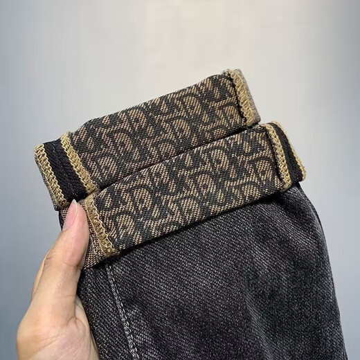 High-end jeans for men 2025 new spring, summer and autumn slim fit small feet handsome Korean style trendy stretch long pants for men black gray 31