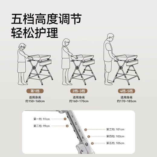 Yingshi YEEHOO diaper table newborn baby care table multi-functional diaper changing touch bath portable foldable crib 2 pieces