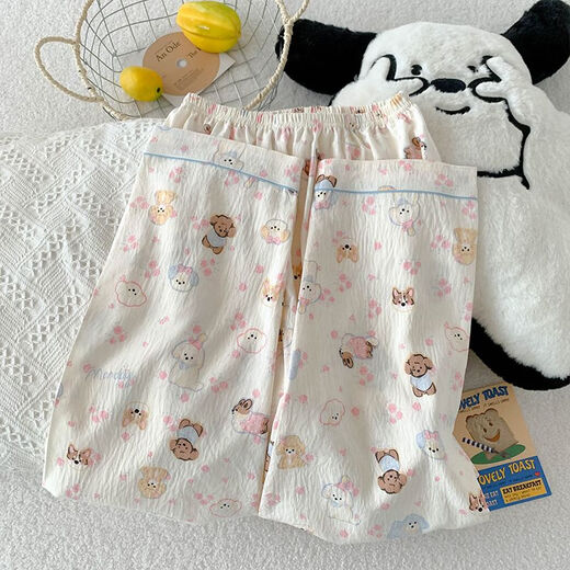 Arctic Velvet Drei-teilige Pyjamas für Frauen in der Sommerwolke Baumwolle kurzärmelige Hosen Wolken Baumwolle Niedliche Welpe-Ins-Stil Frühling und Sommer-Heimkleidung Z9905 m [80-100jin [Jin entspricht 0,5 kg]]