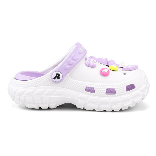 Saturday (St&Sat) children's shoes, children's clogs, new summer girls' sports sandals, boys' beach slippers, white and purple, sizes 35-36 (suitable for feet 22.2cm long)