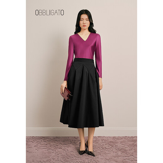 OBBLIGATO Origato spring pullover cherry red V-neck glossy suit top top cherry red S