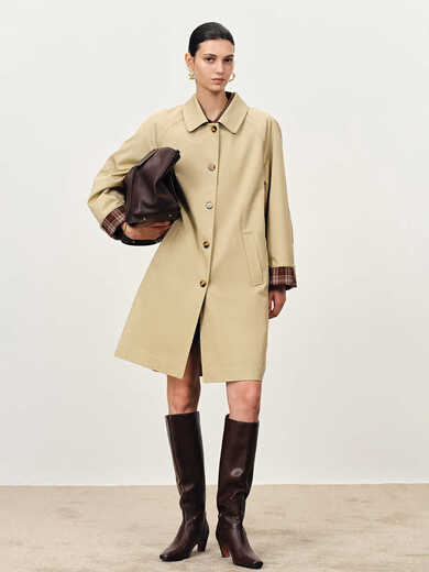 Fabrique light khaki pure cotton lightweight H-shaped mid-length windbreaker light khaki XS