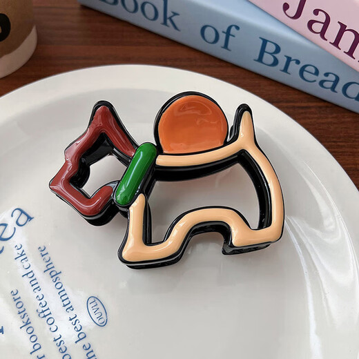 Liu Yifei's same dopamine cartoon puppy clip for women's back hair hair clip cute color matching shark clip 1532B milk coffee puppy-large size