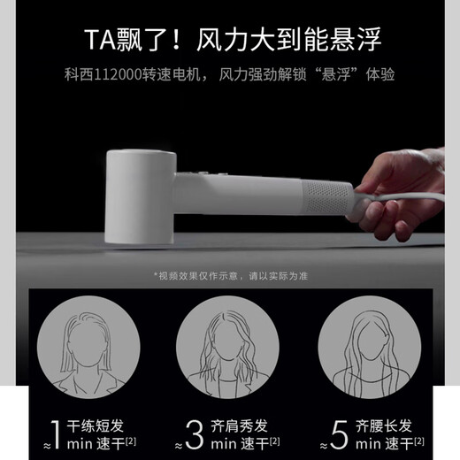 KEHEAL high-speed hair dryer VE negative ion hair care constant temperature quick-drying household portable hair dryer high wind GC-VE pearl white