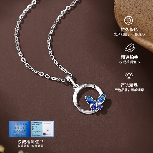 JOLINSY platinum jewelry butterfly necklace women's platinum pendant clavicle chain jewelry birthday gift for girlfriend and wife light luxury platinum necklace
