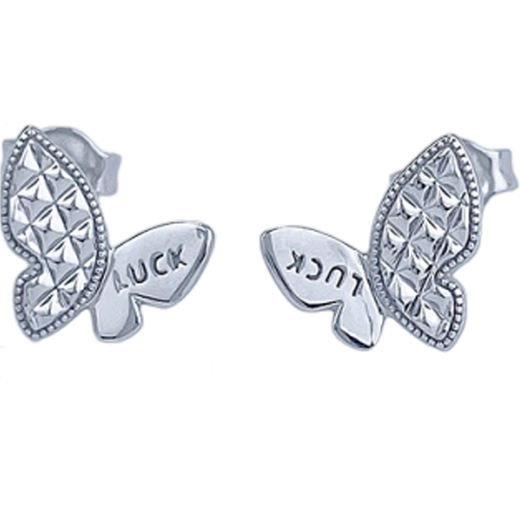 Laomiao platinum LUCK diamond butterfly earrings, a light and luxurious gift for your girlfriend, about 2.57g