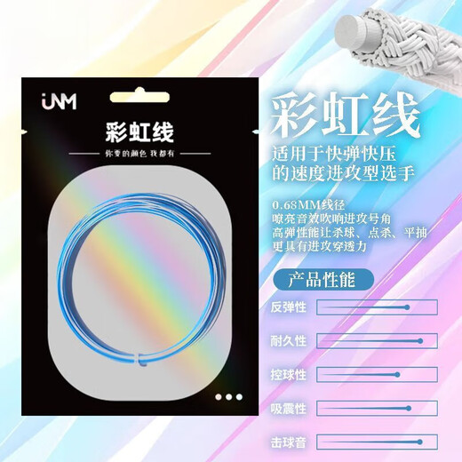 
Sanqihu Colored Badminton String Genuine Rainbow String Super Resistant, High Elasticity, Professional Grade Two-Color Badminton Racquet String Rainbow String - Black and White [One Piece] Trial Pack