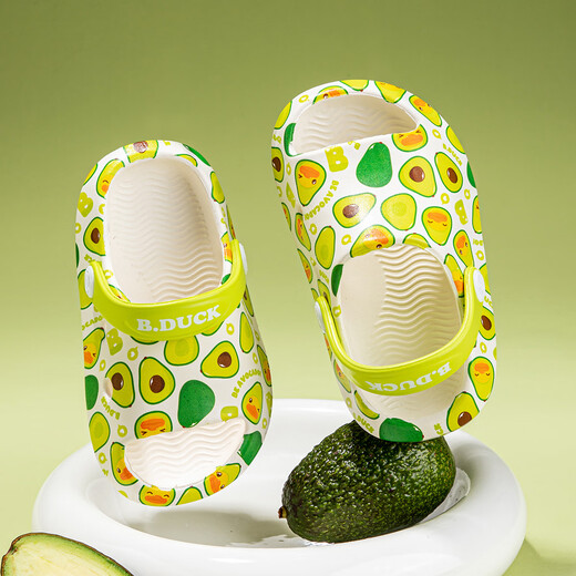 B.Duck little yellow duck children's shoes children's garden shoes summer open-toe sandals for boys and girls baby hole shoes 5978 green 25