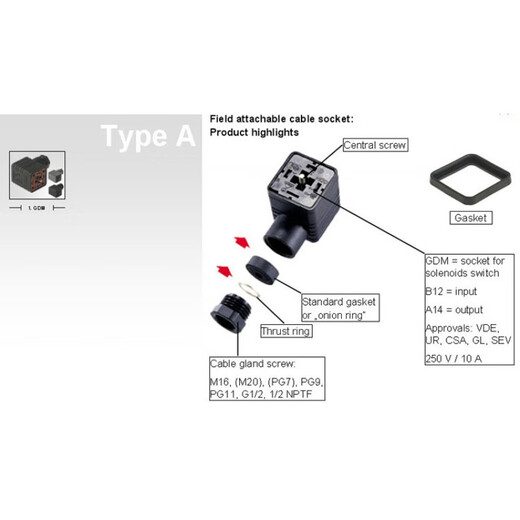 Hirschmann/Herschmann original solenoid valve plug connector 12B GDM GDM3009 black