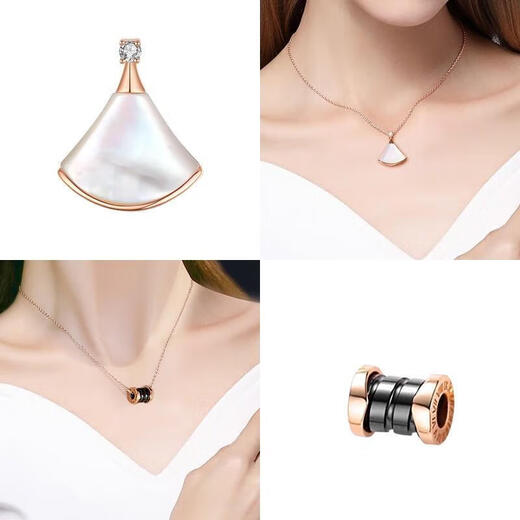 MHFDO99918K gold pendant buckle single pendant women's silver necklace color gold pendant not included Silver small fan-rose gold S