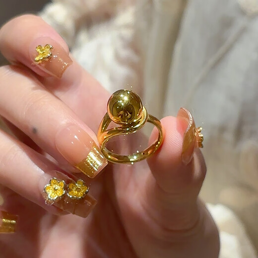 Bieqing gold response to request ring women's new 999 solid gold glossy ring ring Chinese Valentine's Day birthday gift for girlfriend, response to request ring gold weight about 1.76