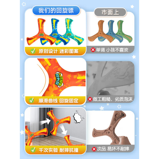 Rice Flying Saucer Boomerang Children's Frisbee Soft Boomerang Boomerang Outdoor Flying Toy Boy Original Design Camouflage Red-Boomerang Soft EVA Material