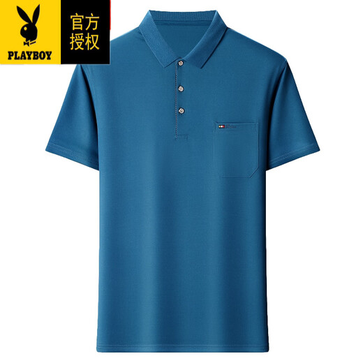 
Playboy (PLAYBOY) dad short-sleeved T-shirt middle-aged men's summer pure cotton top POLO. Shirt real pocket casual half-sleeved men's T smooth 6636 green XL 175135-150Jin [Jin equals 0.5 kg]