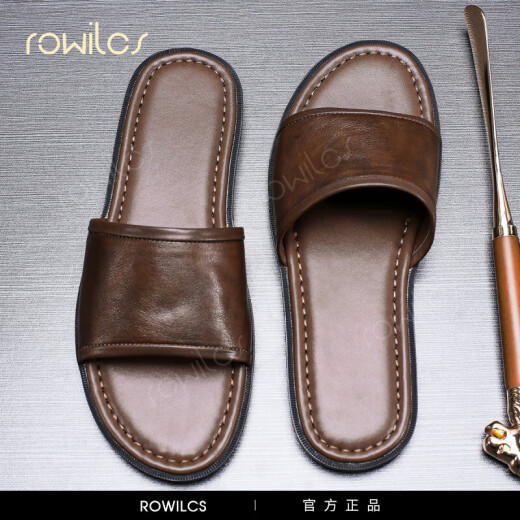 Rowilcs Marke Luxus Neue Hausschuhe Männer 2025 Neue Sommer im Freien gegen Rutsch Sandalen Freizeitmänner Flip-Flops Trendy Brown 38