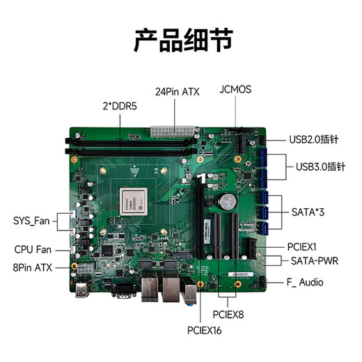 GITSTAR spezielles inländisches Micro-ATX-Business-Motherboard GM9-2003-01 Feiteng D3000 Achtkern 2,5 GHz Dual-Netzwerk-Port 4PCIE-Schnittstelle