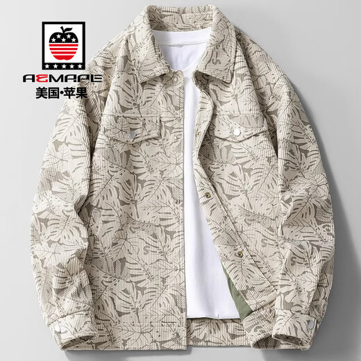 AEMAPE jacket men's 2025 new lapel work jacket men's spring and autumn trendy casual loose versatile jacket men's YL1703 black regular XL recommended 130-150Jin Jin equals 0.5 kg