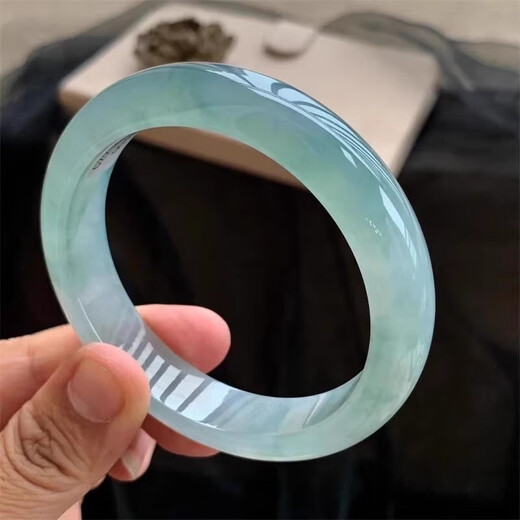 Jade bracelet, jade bracelet, Burmese Laokeng ice waxy bracelet, women's model, oily blue floating flower jade bracelet, authentic peace bracelet, ring mouth 55-56mm