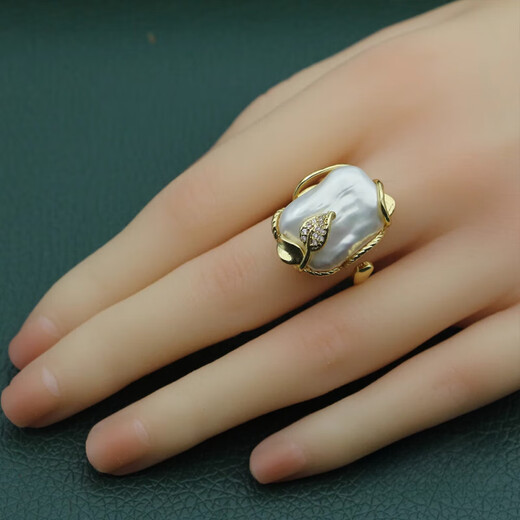 Fat Donglai purchased the same baroque pearl ring, Japanese and Korean niche style, light luxury, personality, exaggerated opening, pearl earrings, 1 pair, 14-15mm