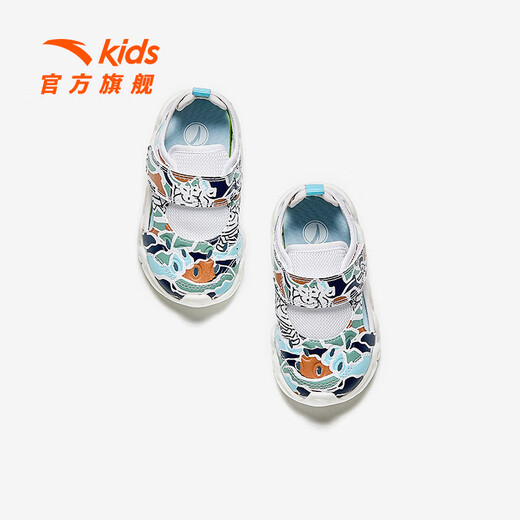 ANTA Children's Sandals Baby Boys Beach Shoes 2025 Summer Baotou Comfortable Velcro Frame Shoes Baby Toddler Shoes Light Shoes Baby Boy Anta White/Color-3 26 Size