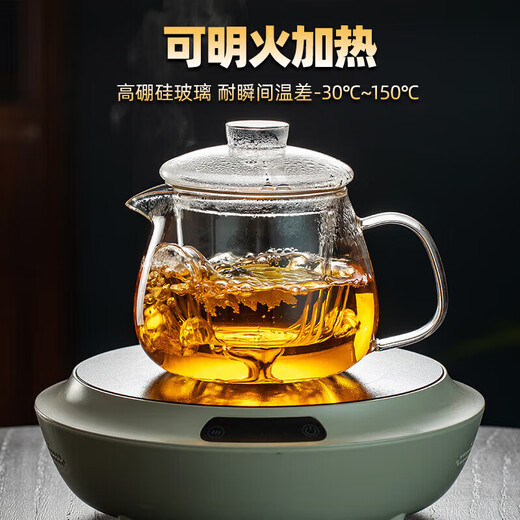 SUPOR glass teapot for making tea at home, thickened and high temperature resistant teapot, new office tea separation and filtering health pot, thickened mouth pressure pot, transparent color 01 580ml, high temperature and heat resistance, transportation damage guaranteed