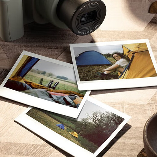 Fuji (FUJIFILM) one-time imaging photo paper wide format five-inch film wide 300/210/400/evo instant camera link wide mobile phone photo printer photo white border (20 photos) storage box + warm orange moment photo album + refrigerator magnet + frame sticker