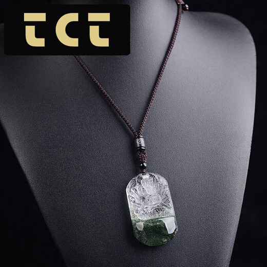 TCT Green Ghost Thousand-Hand Avalokitesvara Pendant Zodiac Rat Native Buddha Dark Green Necklace