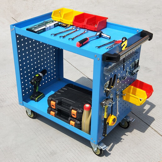OUOETY heavy-duty tool cart fitter thickening repair auto repair trolley three-layer mobile multi-functional double-layer hanging plate parts cart ZXGJC02