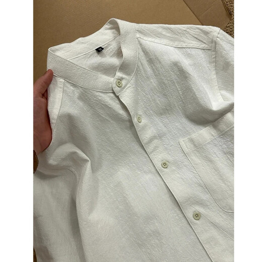 TULX new Chinese pattern short-sleeved shirt men's summer regular retro half-sleeved Henry shirt work jacket military green L