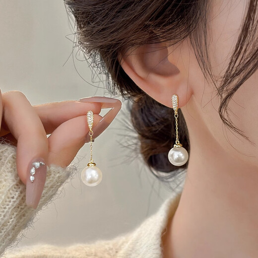 Mansheng long tassel artificial pearl earrings for women 2025 new high-end earrings earrings slimming face earrings gift long tassel earrings