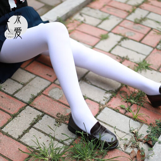 Fuxia women's pantyhose male transvestite stockings velvet anti-snatch white and black mercerized leg artifact leggings for men and women white stockings 1 pair L large size (can fit all basic heights)