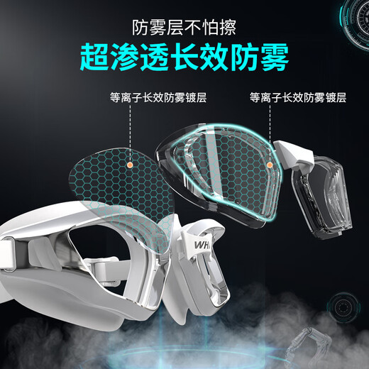 Whale N1 anti-fog swimming goggles, middle frame, 999 days of fogging, replacement without anti-fog agent, adult men and women myopia swimming goggles, night sky black, high-definition lenses + free swimming cap