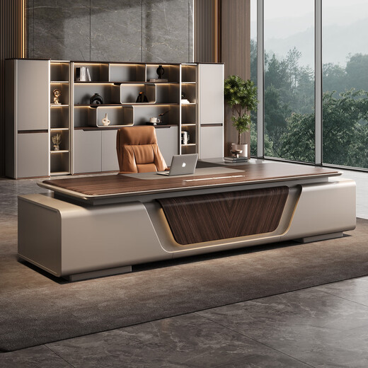 Jiazhi President Desk Boss Desk Light Luxury High-end Office Furniture Chairman Executive Desk Desk and Chair Combination 2.8m Boss Desk + 3.1m File Cabinet